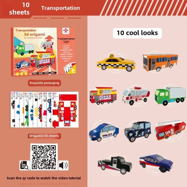 Car Origami paper kit for kids
