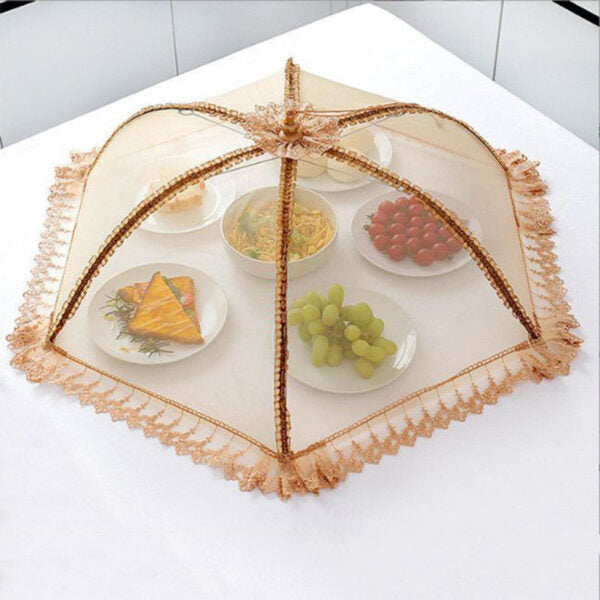 Foldable Food Cover – Collapsible Anti-Mosquito Mesh with Lace Design, Multi-purpose for Home